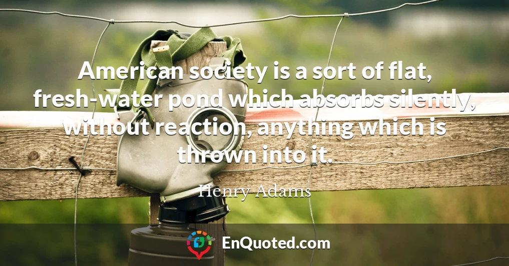 American society is a sort of flat, fresh-water pond which absorbs silently, without reaction, anything which is thrown into it.