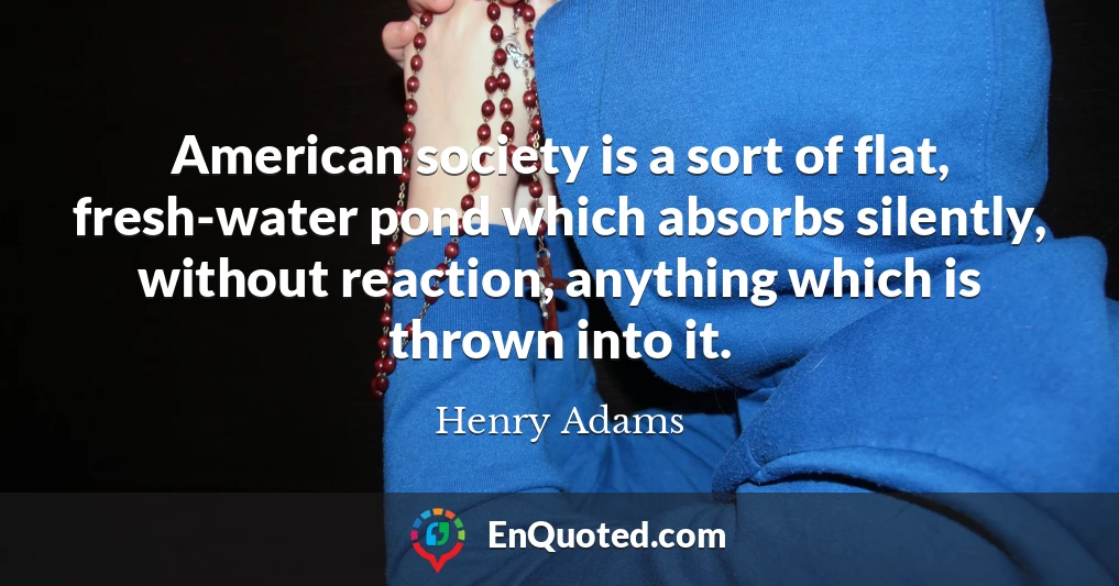 American society is a sort of flat, fresh-water pond which absorbs silently, without reaction, anything which is thrown into it.