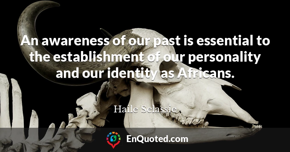 An awareness of our past is essential to the establishment of our personality and our identity as Africans.