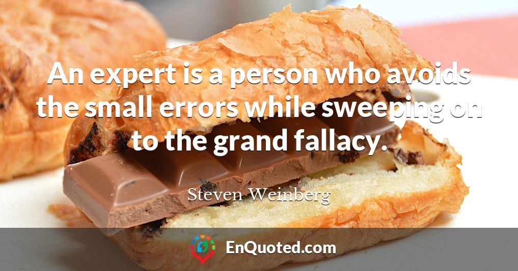 An expert is a person who avoids the small errors while sweeping on to the grand fallacy.