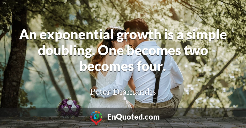 An exponential growth is a simple doubling. One becomes two becomes four.
