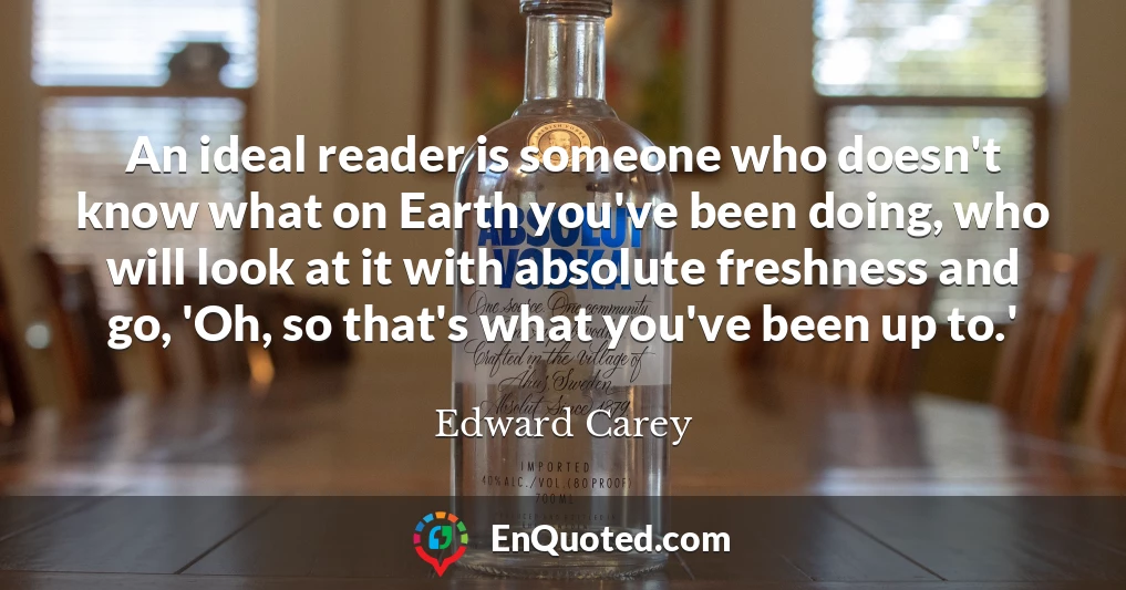 An ideal reader is someone who doesn't know what on Earth you've been doing, who will look at it with absolute freshness and go, 'Oh, so that's what you've been up to.'