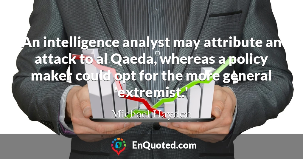 An intelligence analyst may attribute an attack to al Qaeda, whereas a policy maker could opt for the more general 'extremist.'