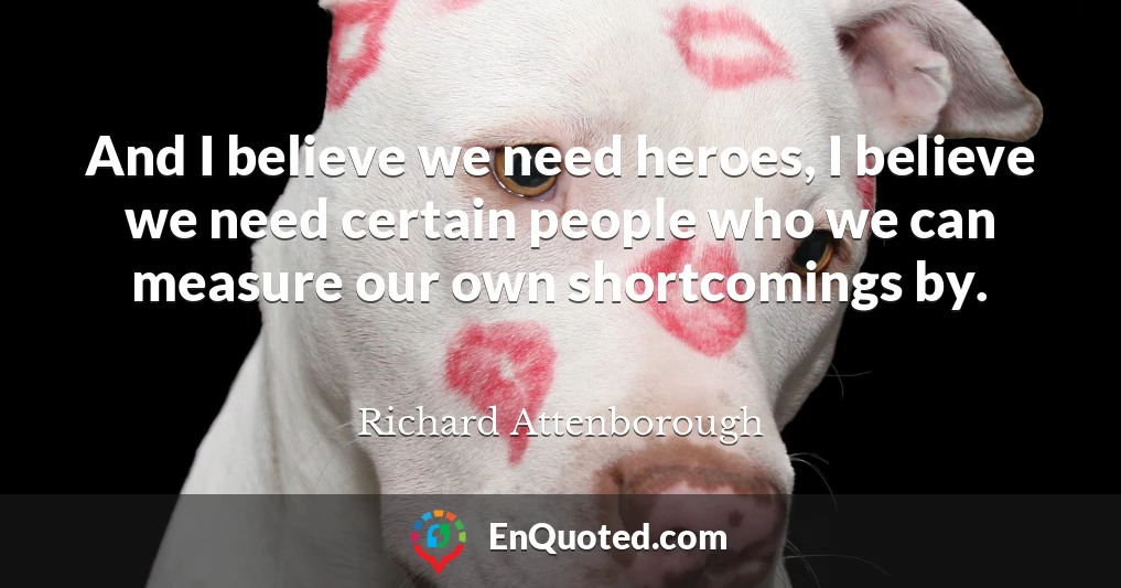 And I believe we need heroes, I believe we need certain people who we can measure our own shortcomings by.