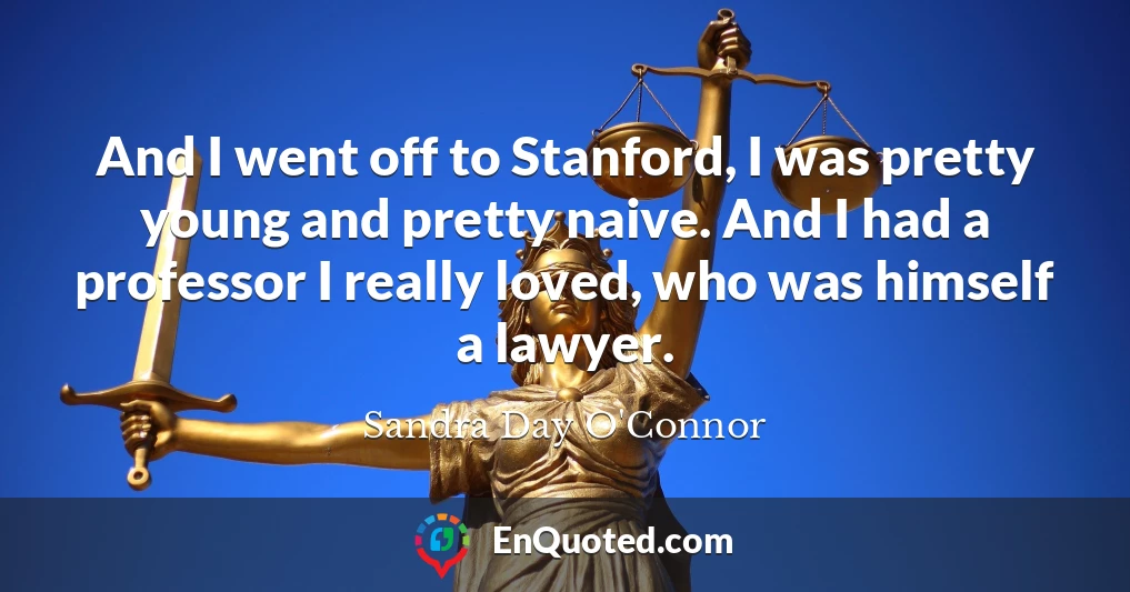 And I went off to Stanford, I was pretty young and pretty naive. And I had a professor I really loved, who was himself a lawyer.