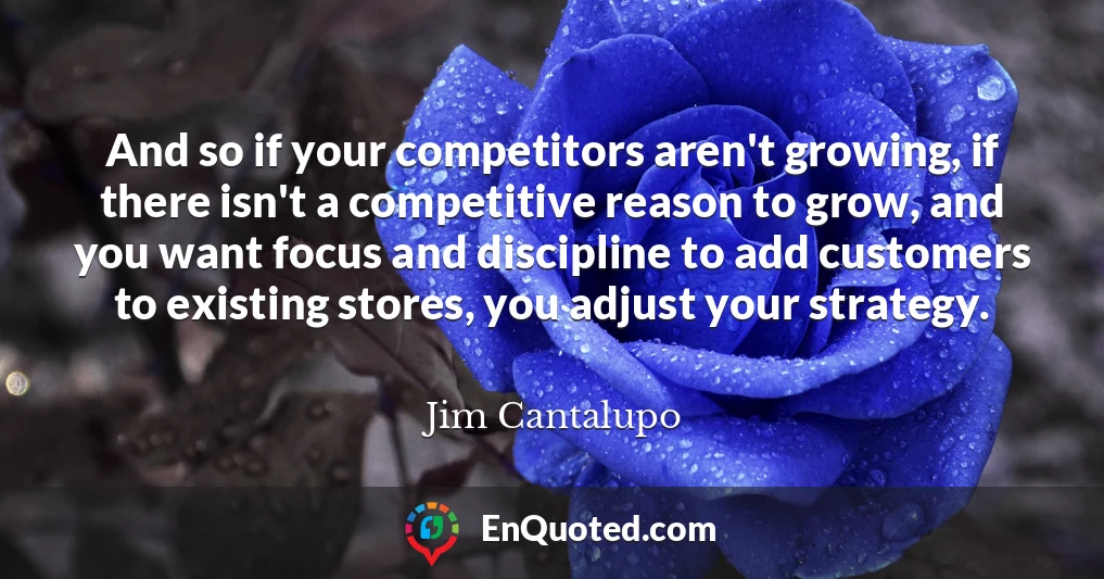 And so if your competitors aren't growing, if there isn't a competitive reason to grow, and you want focus and discipline to add customers to existing stores, you adjust your strategy.