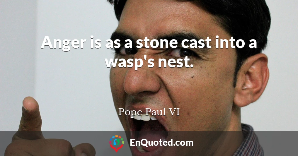 Anger is as a stone cast into a wasp's nest.