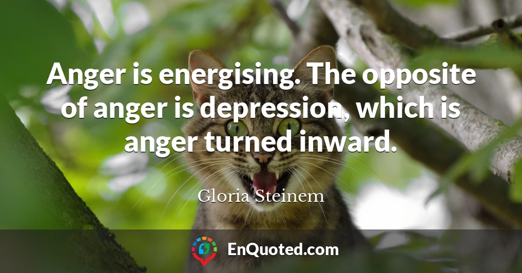 Anger is energising. The opposite of anger is depression, which is anger turned inward.