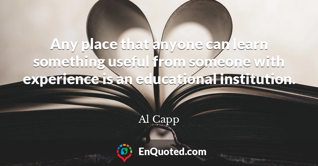 Any place that anyone can learn something useful from someone with experience is an educational institution.