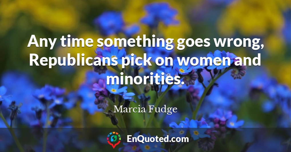 Any time something goes wrong, Republicans pick on women and minorities.