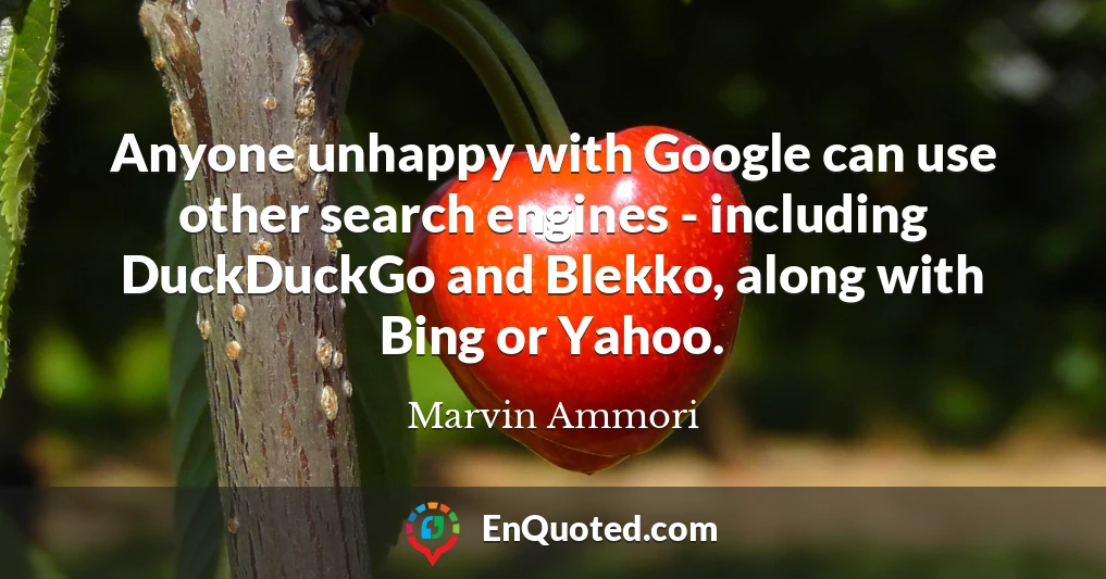 Anyone unhappy with Google can use other search engines - including DuckDuckGo and Blekko, along with Bing or Yahoo.