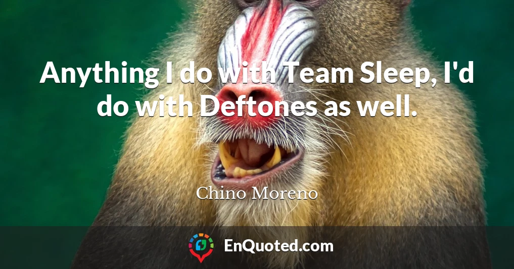 Anything I do with Team Sleep, I'd do with Deftones as well.