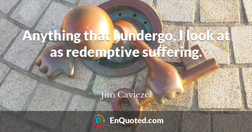 Anything that I undergo, I look at as redemptive suffering.