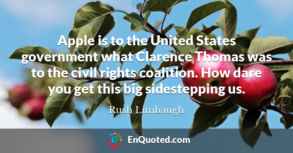 Apple is to the United States government what Clarence Thomas was to the civil rights coalition. How dare you get this big sidestepping us.