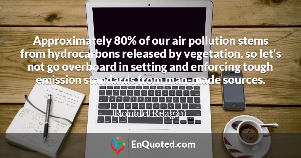 Approximately 80% of our air pollution stems from hydrocarbons released by vegetation, so let's not go overboard in setting and enforcing tough emission standards from man-made sources.