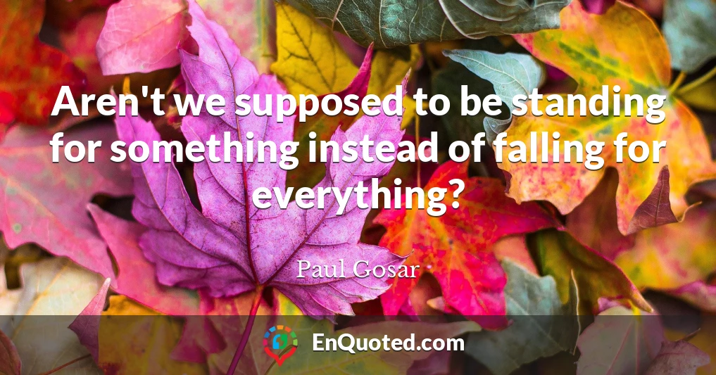 Aren't we supposed to be standing for something instead of falling for everything?