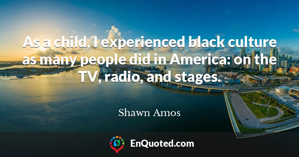 As a child, I experienced black culture as many people did in America: on the TV, radio, and stages.