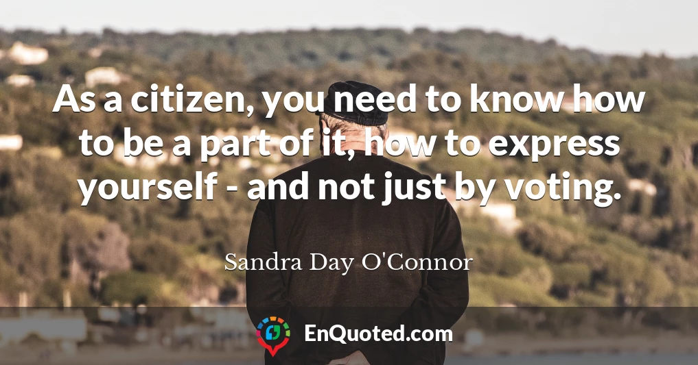 As a citizen, you need to know how to be a part of it, how to express yourself - and not just by voting.