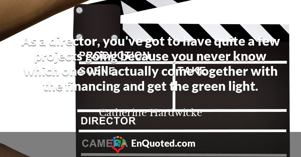 As a director, you've got to have quite a few projects going because you never know which one will actually come together with the financing and get the green light.