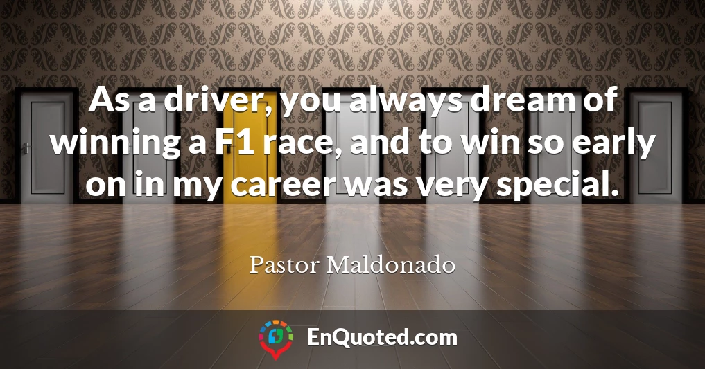 As a driver, you always dream of winning a F1 race, and to win so early on in my career was very special.