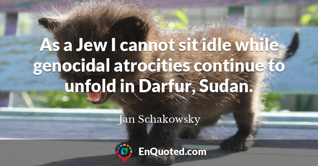 As a Jew I cannot sit idle while genocidal atrocities continue to unfold in Darfur, Sudan.
