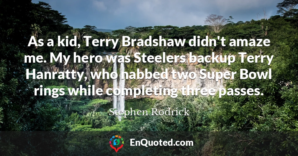 As a kid, Terry Bradshaw didn't amaze me. My hero was Steelers backup Terry Hanratty, who nabbed two Super Bowl rings while completing three passes.