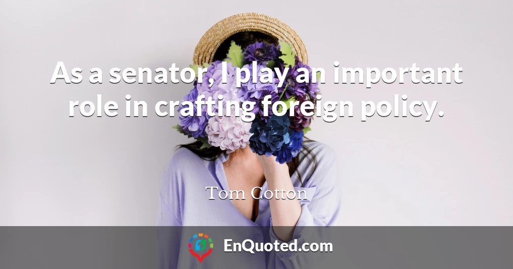 As a senator, I play an important role in crafting foreign policy.