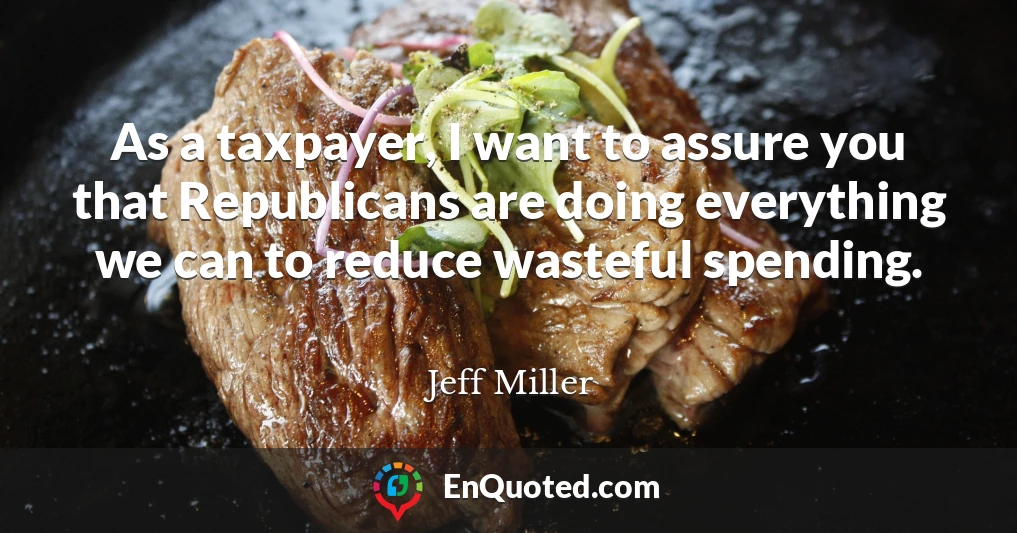 As a taxpayer, I want to assure you that Republicans are doing everything we can to reduce wasteful spending.