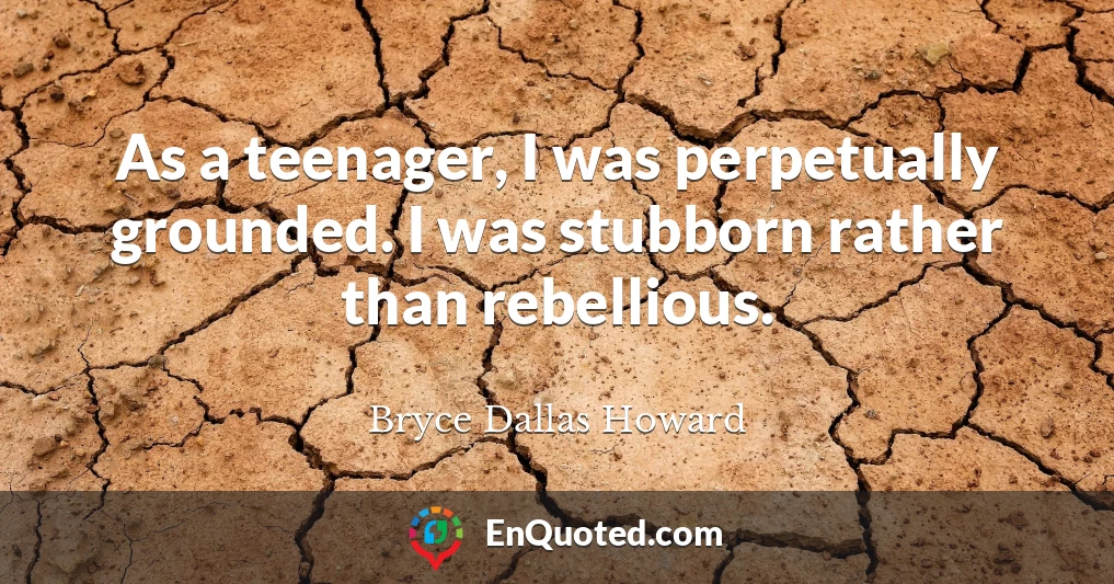 As a teenager, I was perpetually grounded. I was stubborn rather than rebellious.