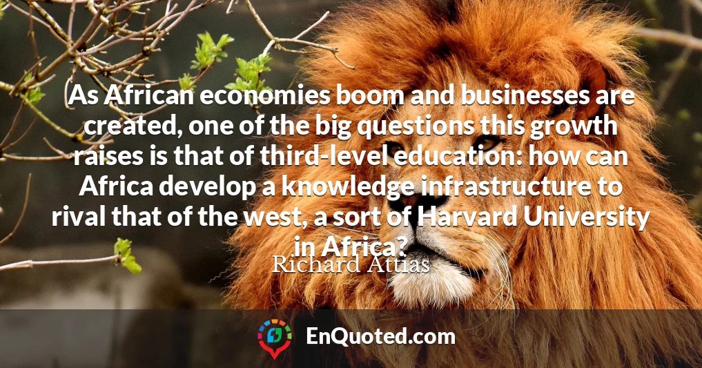 As African economies boom and businesses are created, one of the big questions this growth raises is that of third-level education: how can Africa develop a knowledge infrastructure to rival that of the west, a sort of Harvard University in Africa?