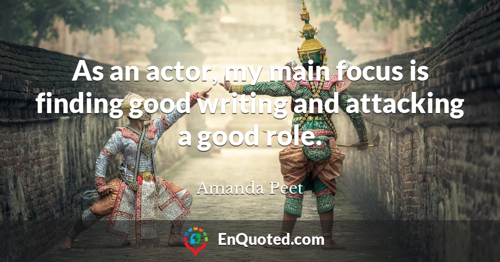 As an actor, my main focus is finding good writing and attacking a good role.