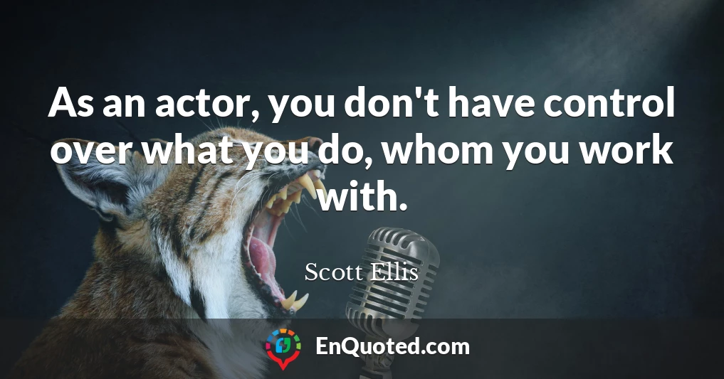 As an actor, you don't have control over what you do, whom you work with.