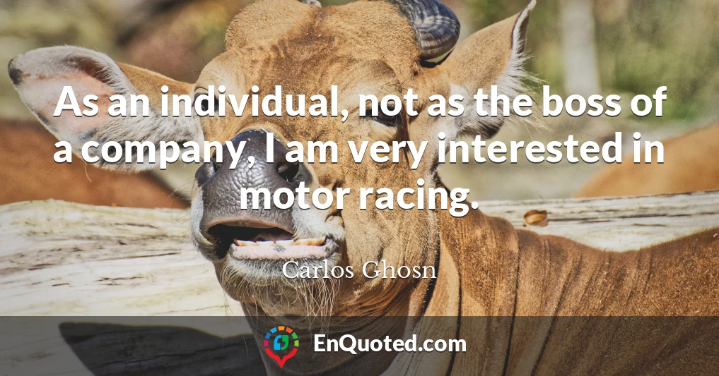 As an individual, not as the boss of a company, I am very interested in motor racing.