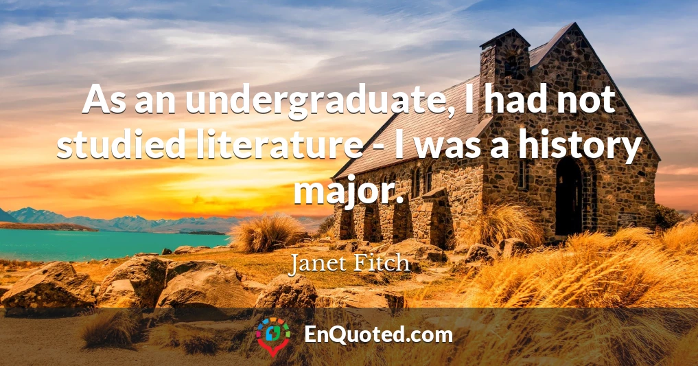 As an undergraduate, I had not studied literature - I was a history major.