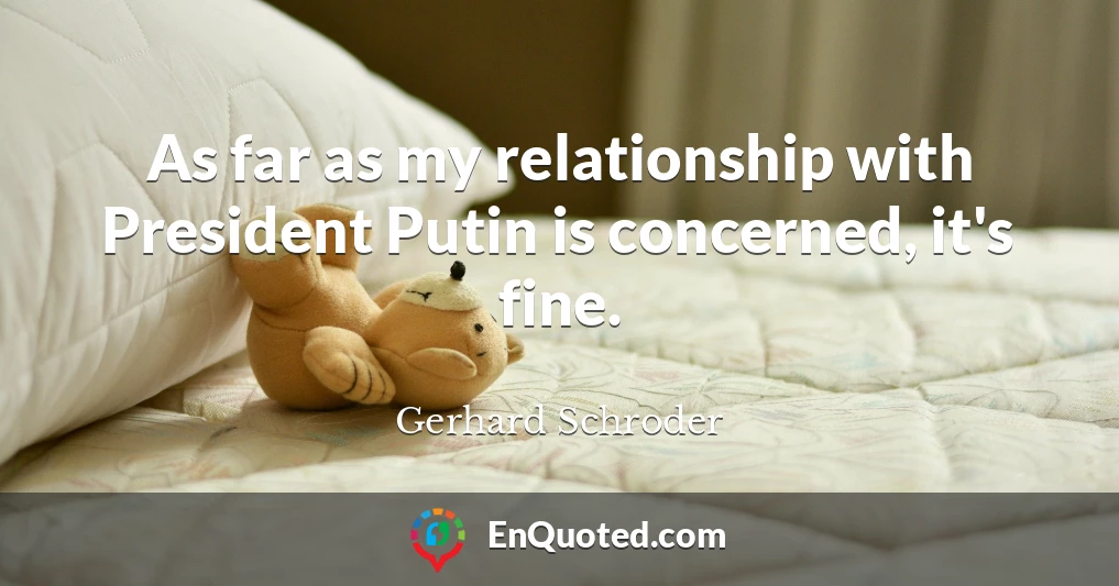 As far as my relationship with President Putin is concerned, it's fine.