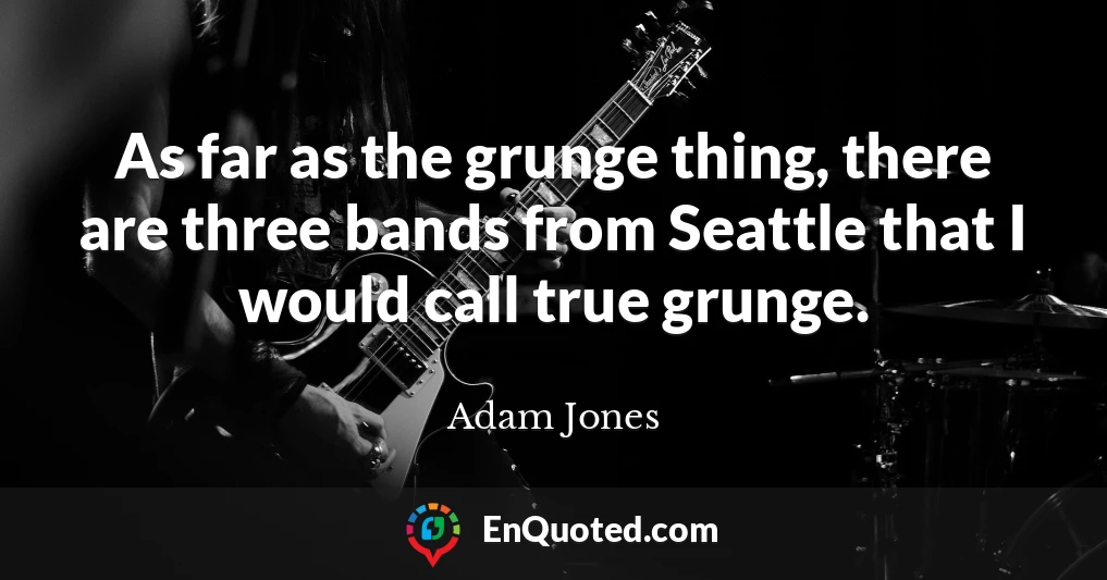 As far as the grunge thing, there are three bands from Seattle that I would call true grunge.