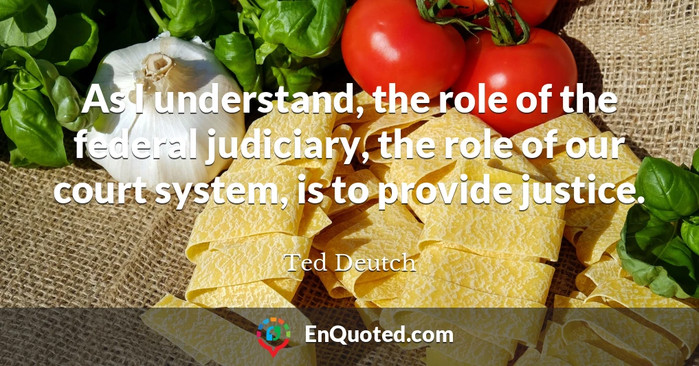 As I understand, the role of the federal judiciary, the role of our court system, is to provide justice.
