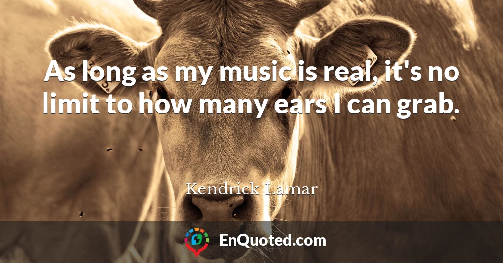 As long as my music is real, it's no limit to how many ears I can grab.