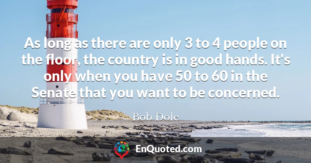 As long as there are only 3 to 4 people on the floor, the country is in good hands. It's only when you have 50 to 60 in the Senate that you want to be concerned.