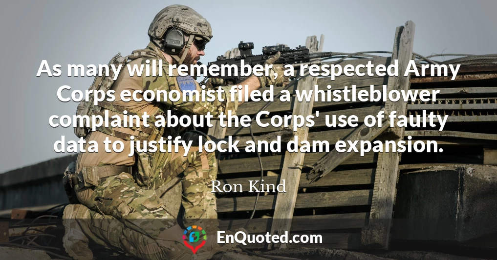 As many will remember, a respected Army Corps economist filed a whistleblower complaint about the Corps' use of faulty data to justify lock and dam expansion.