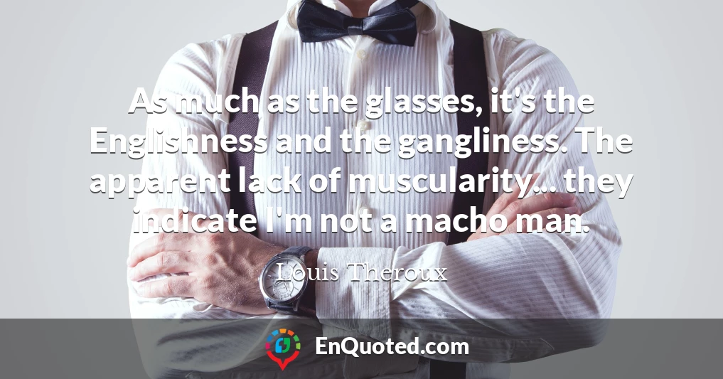 As much as the glasses, it's the Englishness and the gangliness. The apparent lack of muscularity... they indicate I'm not a macho man.