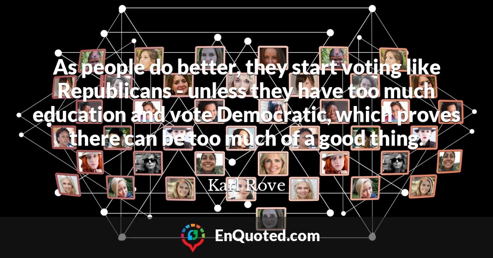 As people do better, they start voting like Republicans - unless they have too much education and vote Democratic, which proves there can be too much of a good thing.