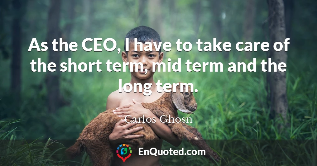 As the CEO, I have to take care of the short term, mid term and the long term.