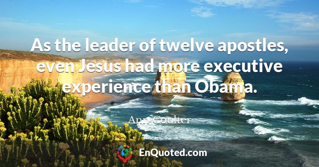As the leader of twelve apostles, even Jesus had more executive experience than Obama.