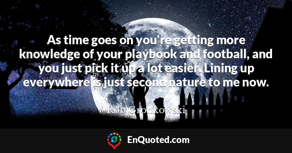 As time goes on you're getting more knowledge of your playbook and football, and you just pick it up a lot easier. Lining up everywhere is just second nature to me now.
