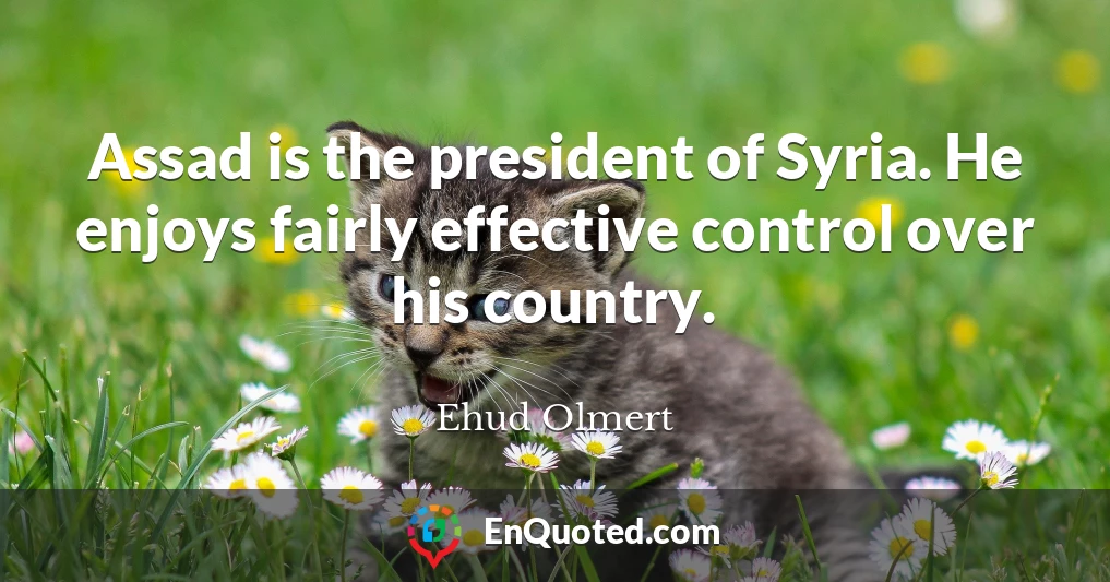 Assad is the president of Syria. He enjoys fairly effective control over his country.