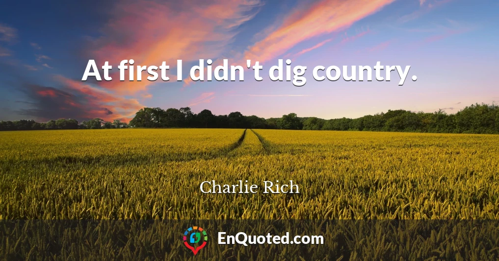 At first I didn't dig country.