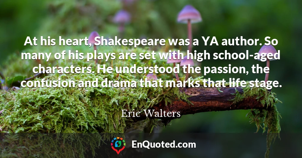 At his heart, Shakespeare was a YA author. So many of his plays are set with high school-aged characters. He understood the passion, the confusion and drama that marks that life stage.