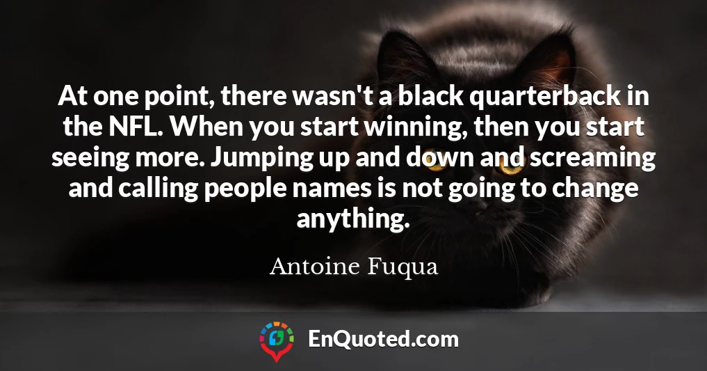 At one point, there wasn't a black quarterback in the NFL. When you start winning, then you start seeing more. Jumping up and down and screaming and calling people names is not going to change anything.