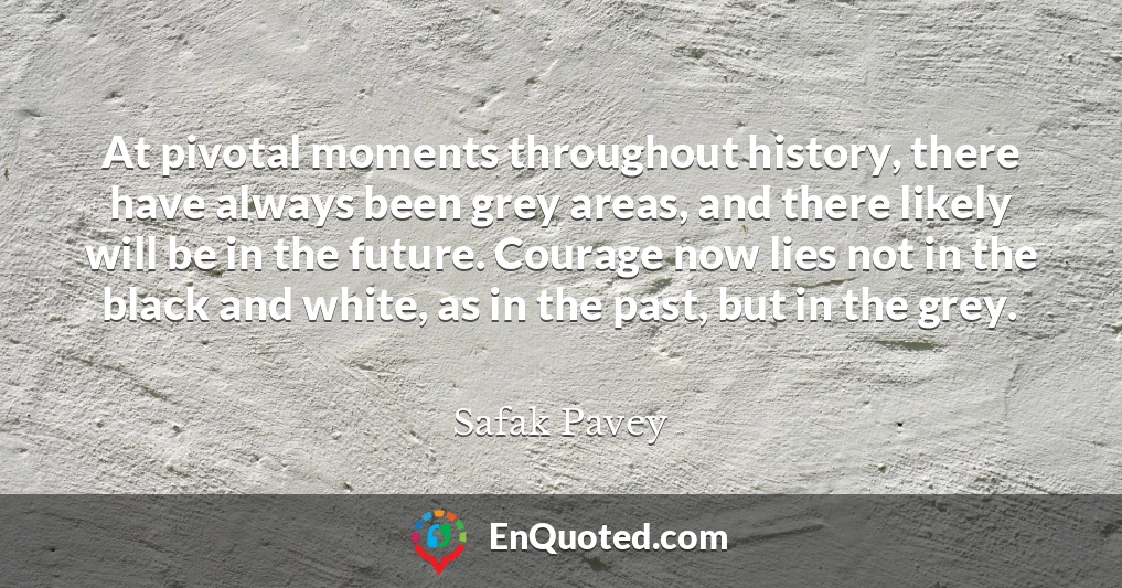 At pivotal moments throughout history, there have always been grey areas, and there likely will be in the future. Courage now lies not in the black and white, as in the past, but in the grey.